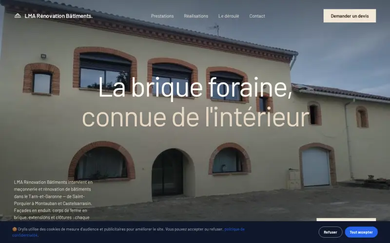 Site internet de LMA Rénovation Bâtiments